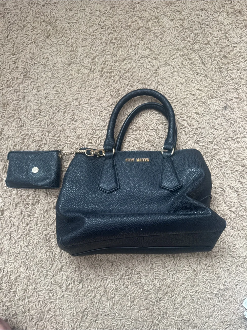 Steve Madden black Pebbled Satchel with Coin Pouch